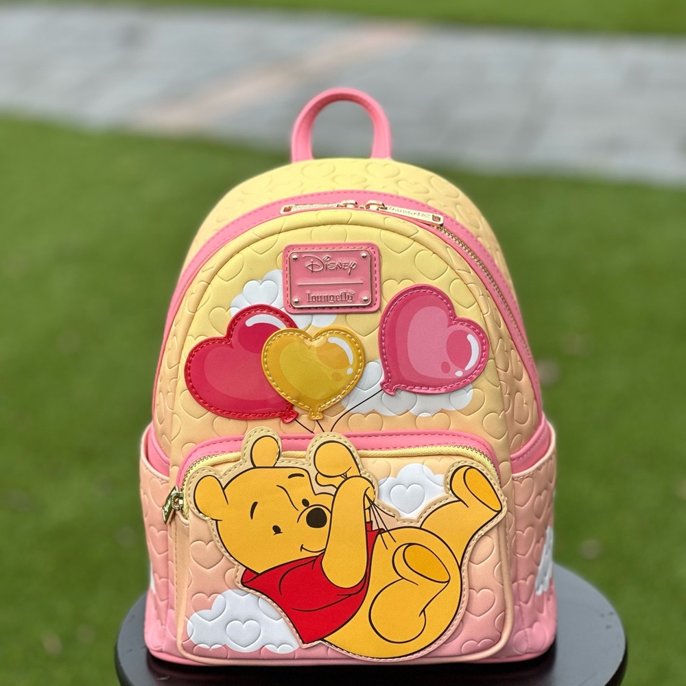 Pooh Heart Balloons Backpack with Pink and Yellow Accents